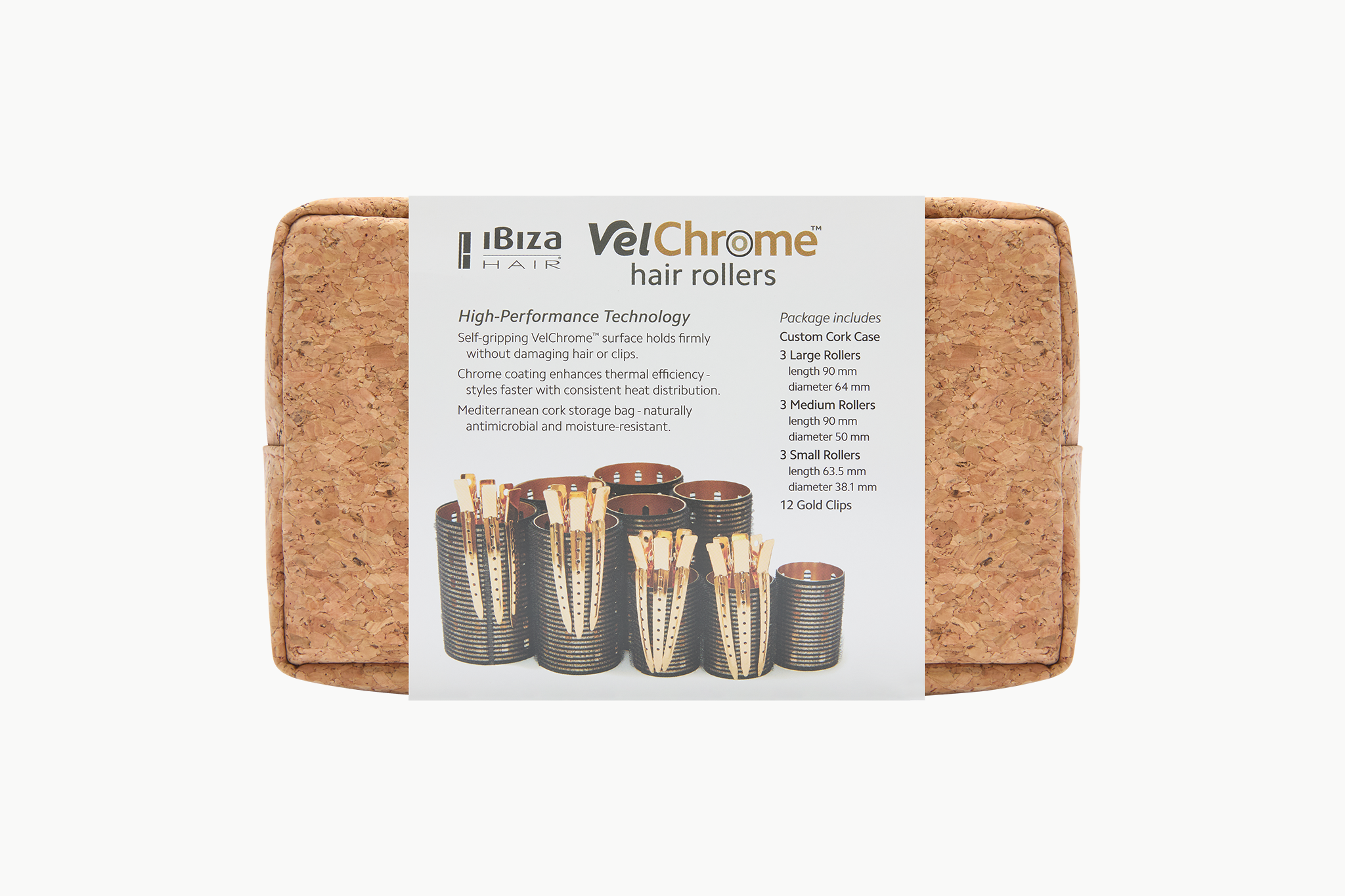 Ibiza Hair VelChrome™ Premium Thermal Hair Rollers – Set with Cork Case